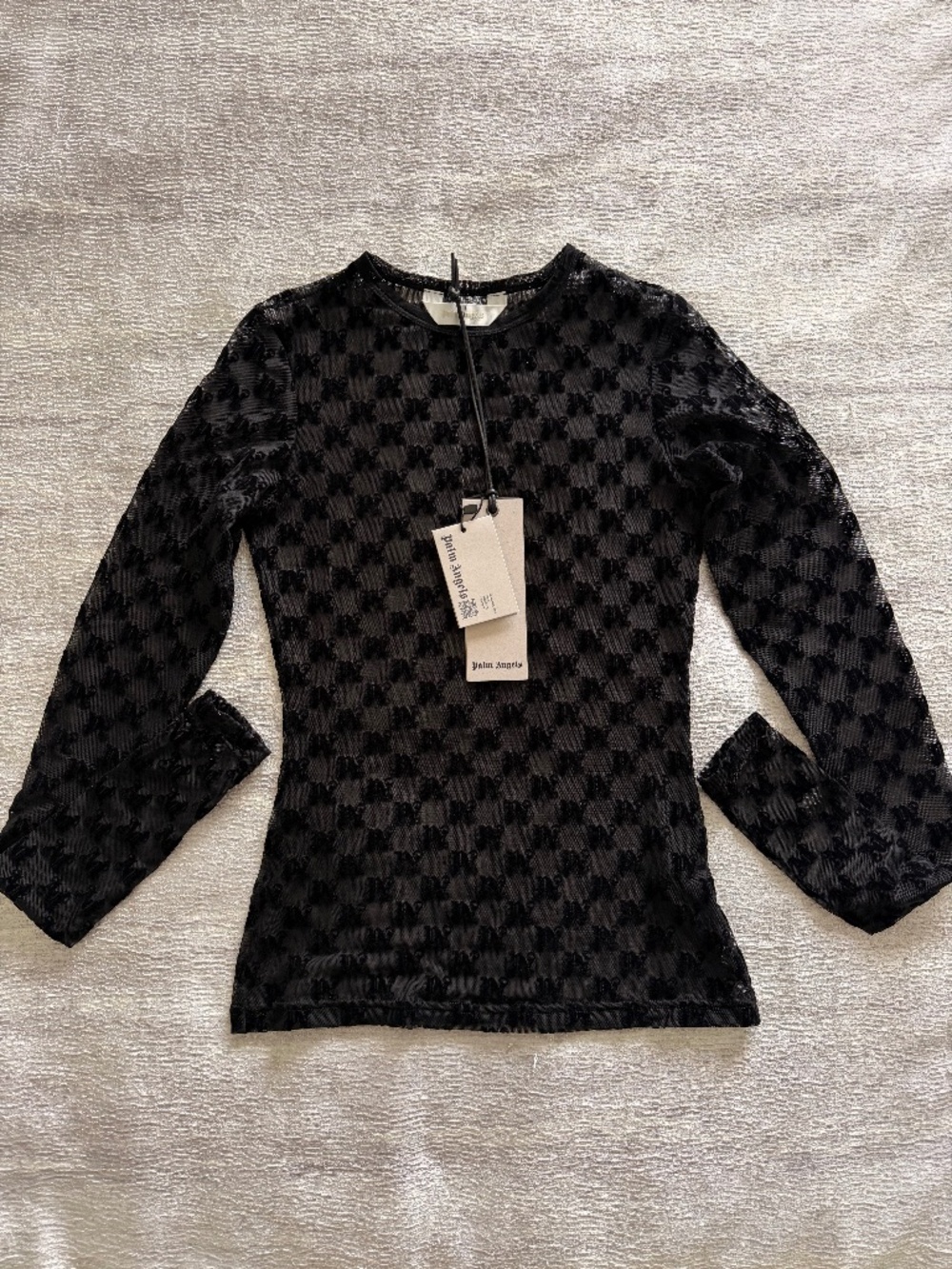 NWT PALM ANGELS Monogram Pattern Semi-Sheer Top Size XXS